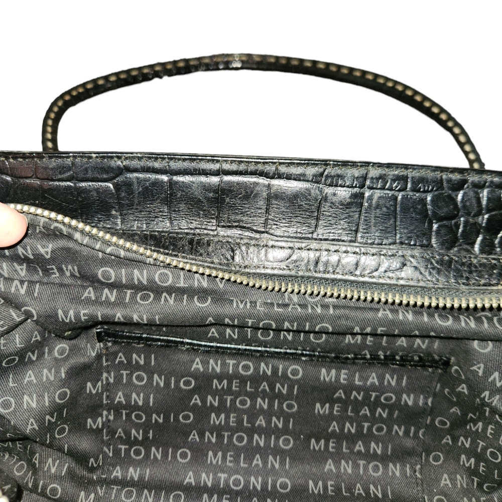 Antonio Melani Rectangular Crocodile Pattern Blac… - image 5